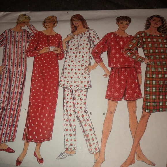 Misses Pajamas Top, Shorts, Pants, Nightshirt Butterick Sewing Pattern 4686. - Picture 2 of 7